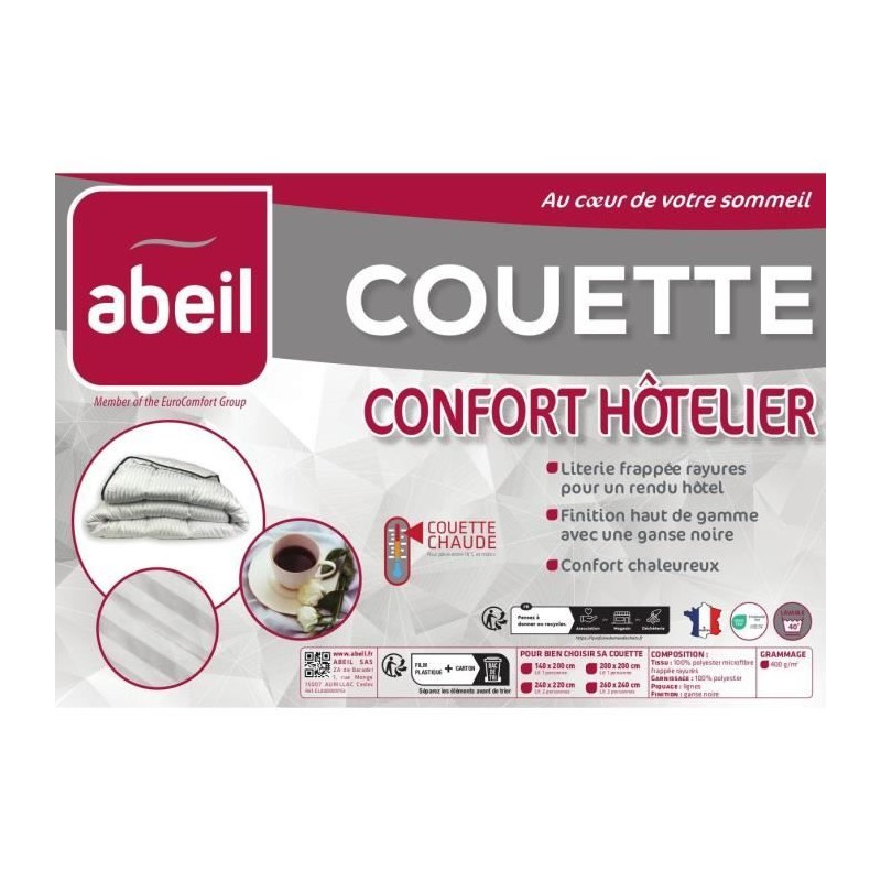 ABEIL Couette chaude Confort Hôtelier 140 x 200 cm ABEIL Couette chaude Confort Hôtelier 140 x 200 cm