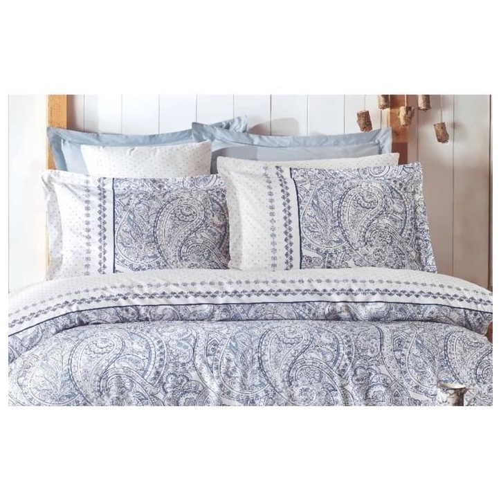 Parure de lit - 1 housse de couette 220 x 240 cm + 2 taies d'oreiller 60 x 60 cm - 100% coton renforcé - Bleu Parure de lit - 1 housse de couette 220 x 240 cm + 2 taies d'oreiller 60 x 60 cm - 100% coton renforcé - Bleu
