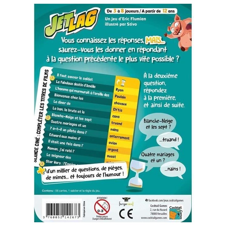 Jeu de société Jet Lag - ASMODEE - Jetlag - Jeu d'action et réflexe - Enfant - Extérieur Jeu de société Jet Lag - ASMODEE - Jetlag - Jeu d'action et réflexe - Enfant - Extérieur