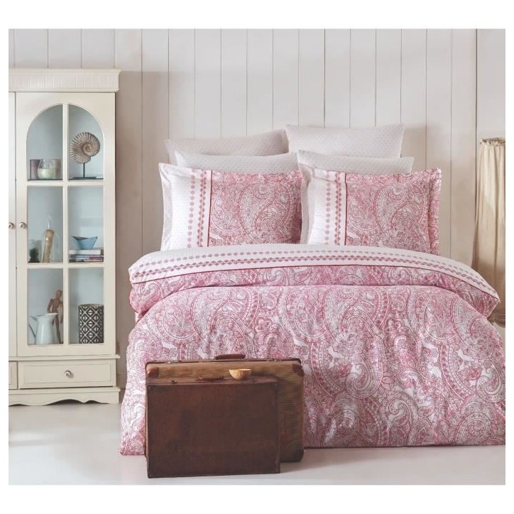 Parure de lit - 1 housse de couette 220 x 240 cm + 2 taies d'oreiller 60 x 60 cm - 100% coton renforcé - Rose Parure de lit - 1 housse de couette 220 x 240 cm + 2 taies d'oreiller 60 x 60 cm - 100% coton renforcé - Rose