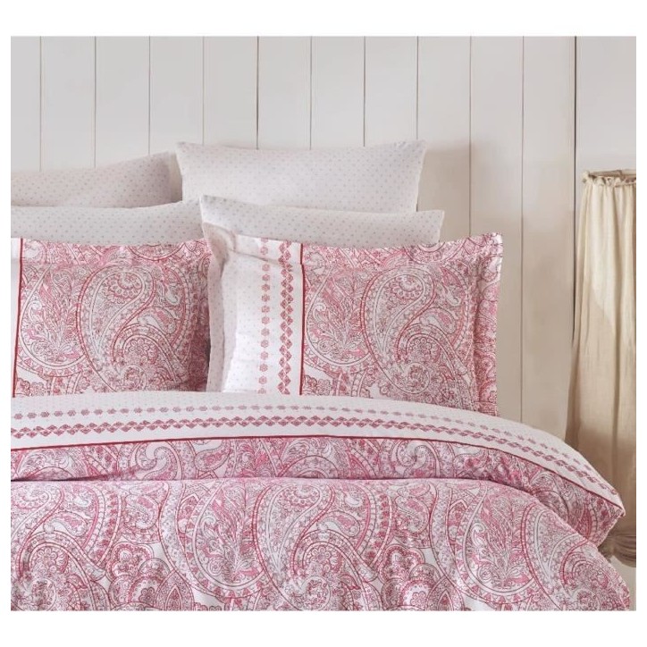 Parure de lit - 1 housse de couette 220 x 240 cm + 2 taies d'oreiller 60 x 60 cm - 100% coton renforcé - Rose Parure de lit - 1 housse de couette 220 x 240 cm + 2 taies d'oreiller 60 x 60 cm - 100% coton renforcé - Rose
