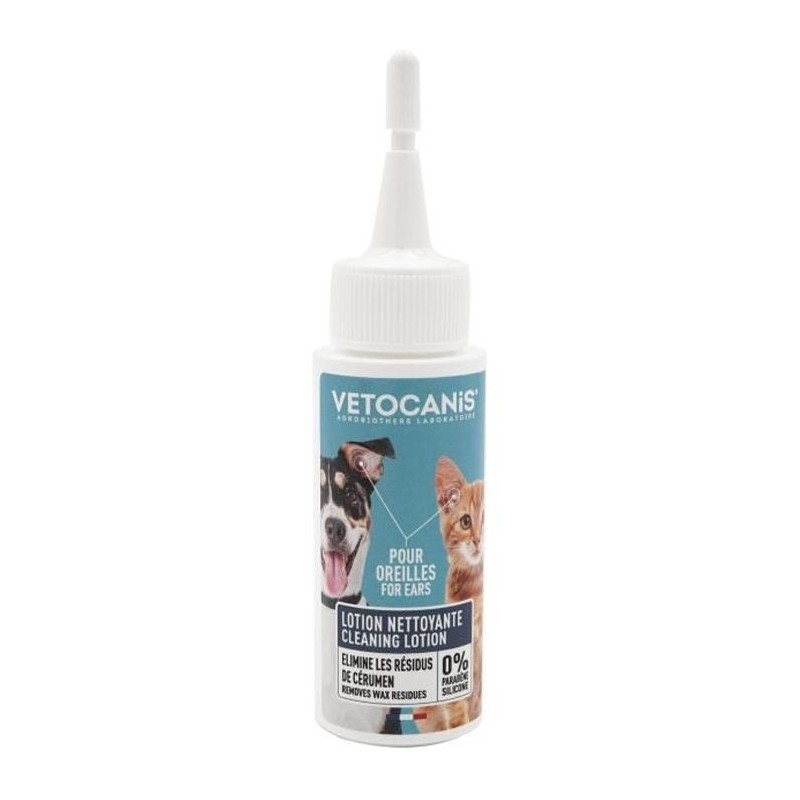 VETOCANIS Nettoyant Oreille pour Chat et Chien 60ml