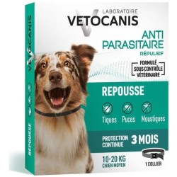 Collier répulsif puces tiques et moustiques - VETOCANIS - Chien de 10