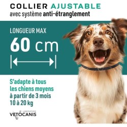 Collier répulsif puces tiques et moustiques - VETOCANIS - Chien de 10