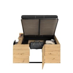 ODYSSEE Lit coffre adulte - 140x190 / 200 cm - Avec coffre relevable -