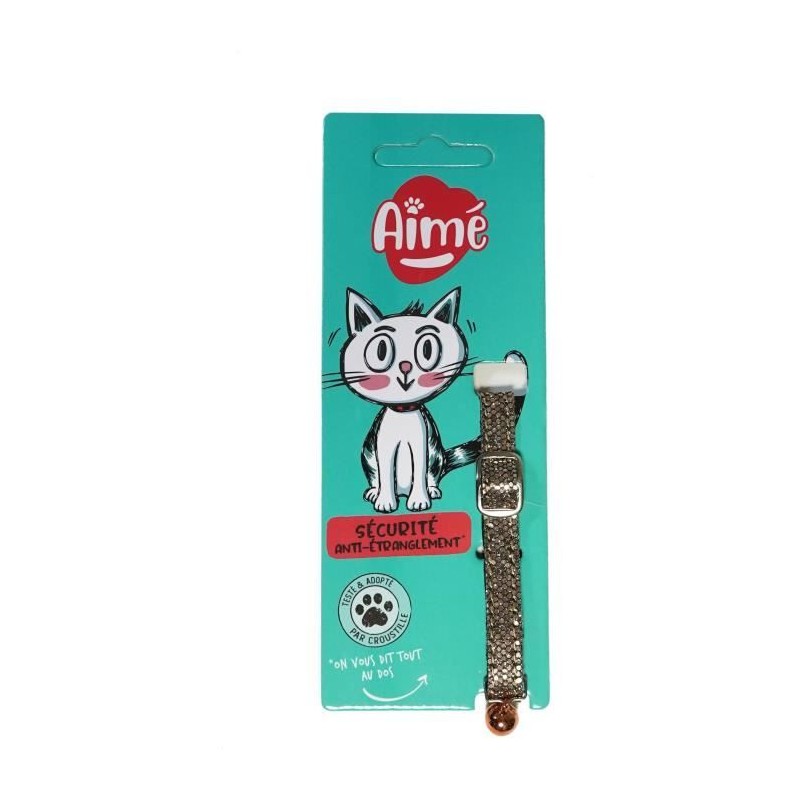 Collier pour chat - AIME - Bling Bling pailleté - Nylon rouge, grelot Collier pour chat - AIME - Bling Bling pailleté - Nylon rouge, grelot