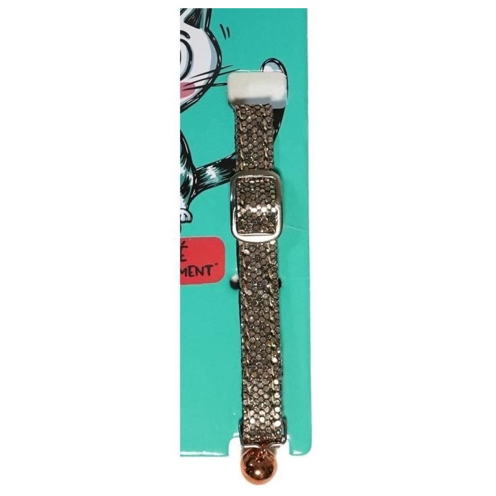 Collier pour chat - AIME - Bling Bling pailleté - Nylon rouge, grelot argenté