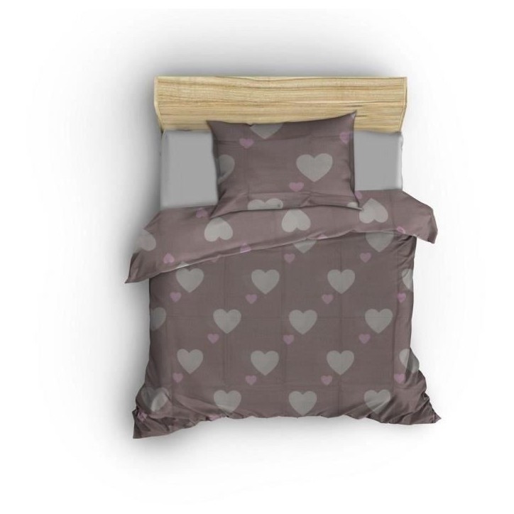 Parure de lit - 1 housse de couette 220 x 240 cm + 2 taies d'oreiller 60 x 60 cm - 65% coton, 35% polyester - Rose Parure de lit - 1 housse de couette 220 x 240 cm + 2 taies d'oreiller 60 x 60 cm - 65% coton, 35% polyester - Rose