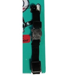 Collier pour chat - AIME - Velours Noir - Nylon, motifs rouges/blancs,