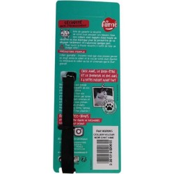 Collier pour chat - AIME - Velours Noir - Nylon, motifs rouges/blancs,