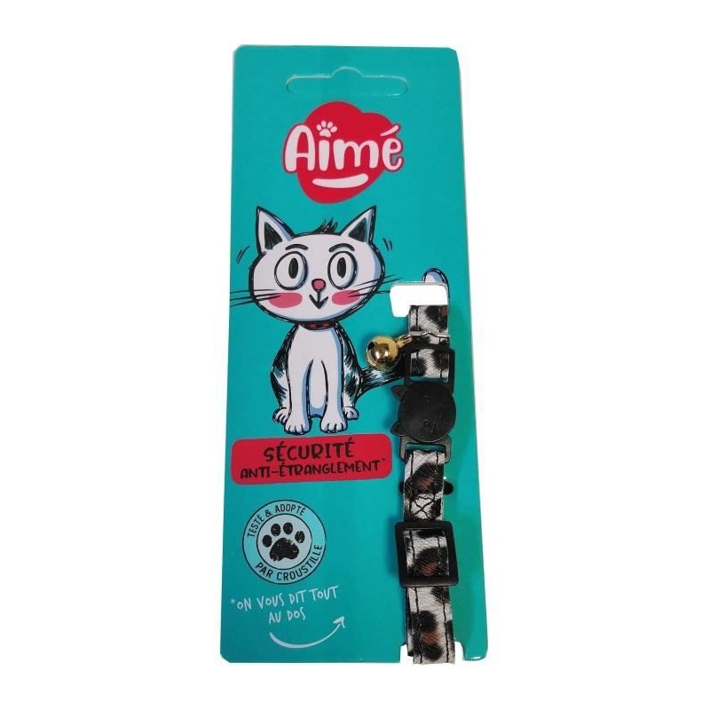 Collier pour chat - AIME - Savane - Fleurs multicolores, grelot vert Collier pour chat - AIME - Savane - Fleurs multicolores, grelot vert