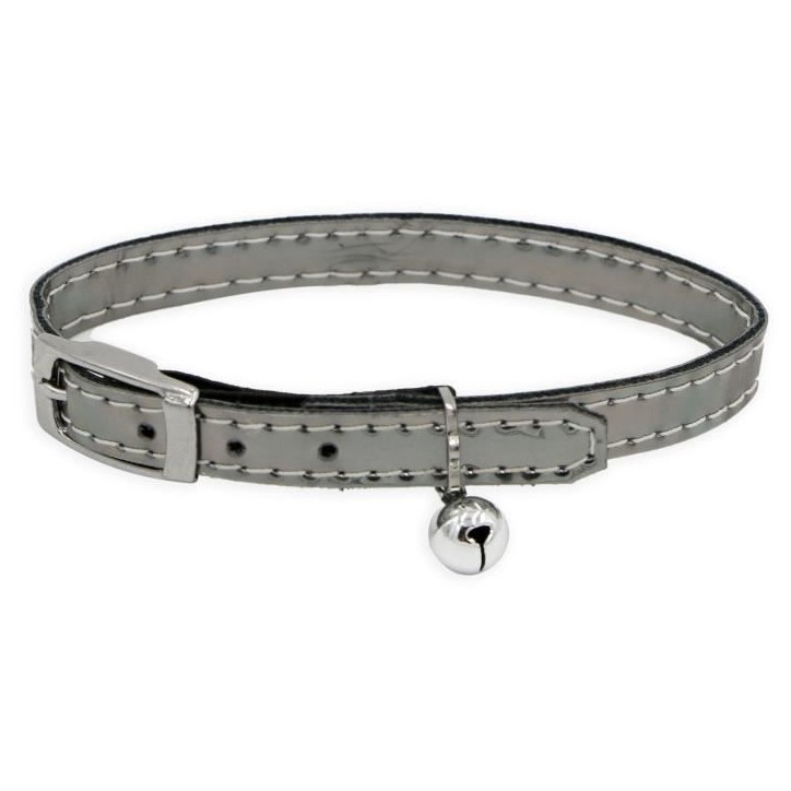 Collier pour chat - AIME - Sky miroir cuivre - Bleu nuit, clous dorés, grelot doré