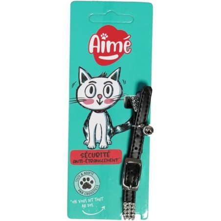 Collier pour chat - AIME - Ajustable 18-28 cm - Nylon avec grelot en a