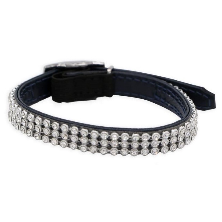 Collier pour chat - AIME - Ajustable 18-28 cm - Nylon avec grelot en argent - Noir strass