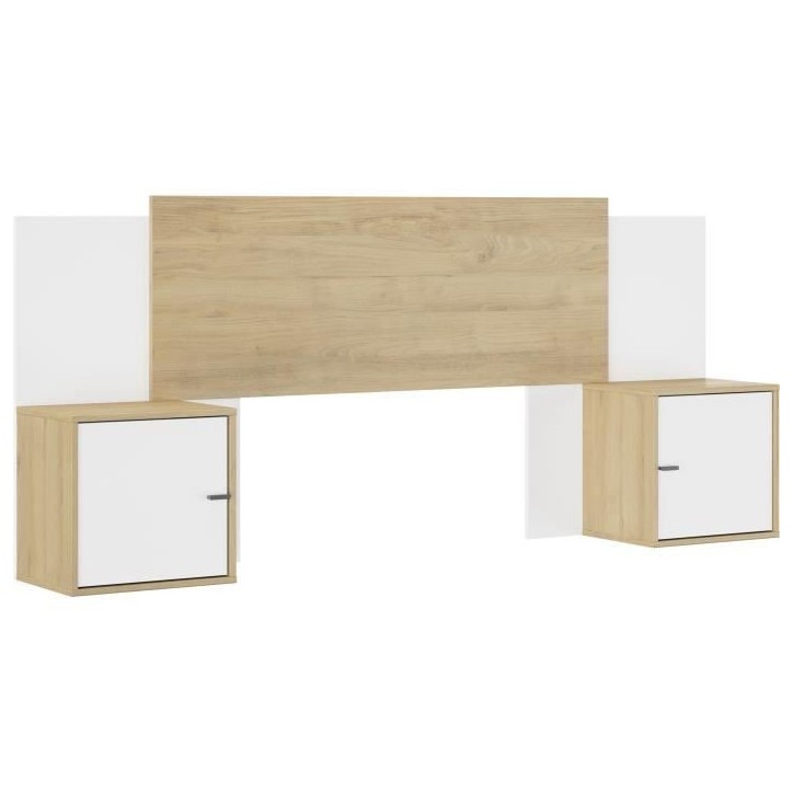 Tete de lit - ALIX - Extensible - Châtaignier naturel / Blanc - 246/226/206 x 34 x 91 cm - DIAGONE