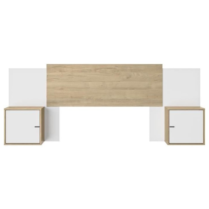 Tete de lit - ALIX - Extensible - Châtaignier naturel / Blanc - 246/226/206 x 34 x 91 cm - DIAGONE