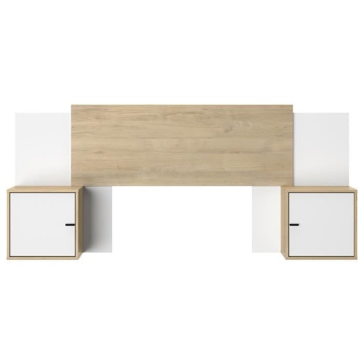 Tete de lit - ALIX - Extensible - Châtaignier naturel / Blanc - 246/226/206 x 34 x 91 cm - DIAGONE