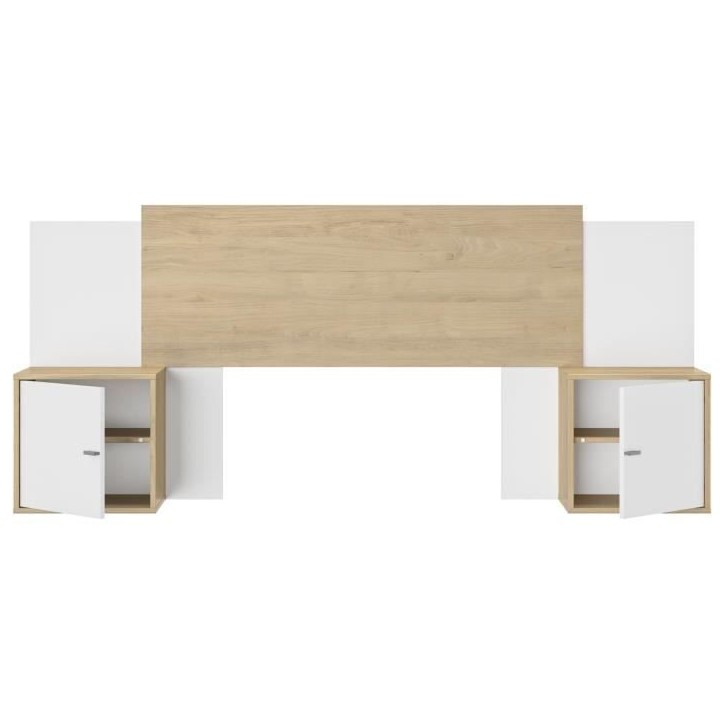 Tete de lit - ALIX - Extensible - Châtaignier naturel / Blanc - 246/226/206 x 34 x 91 cm - DIAGONE