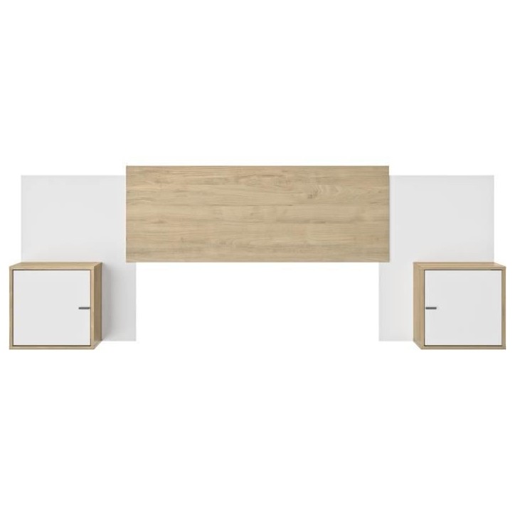 Tete de lit - ALIX - Extensible - Châtaignier naturel / Blanc - 246/226/206 x 34 x 91 cm - DIAGONE