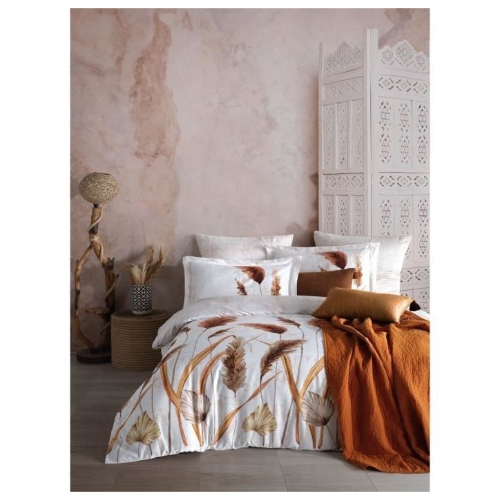 Parure de lit - 1 housse de couette 220 x 240 cm + 2 taies d'oreiller 60 x 60 cm - Satiné 100% coton - Blanc