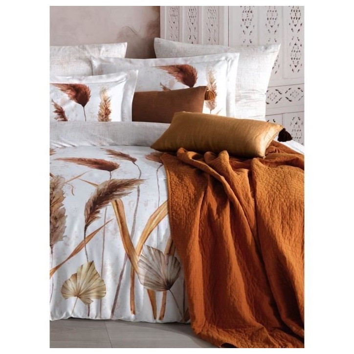Parure de lit - 1 housse de couette 220 x 240 cm + 2 taies d'oreiller 60 x 60 cm - Satiné 100% coton - Blanc