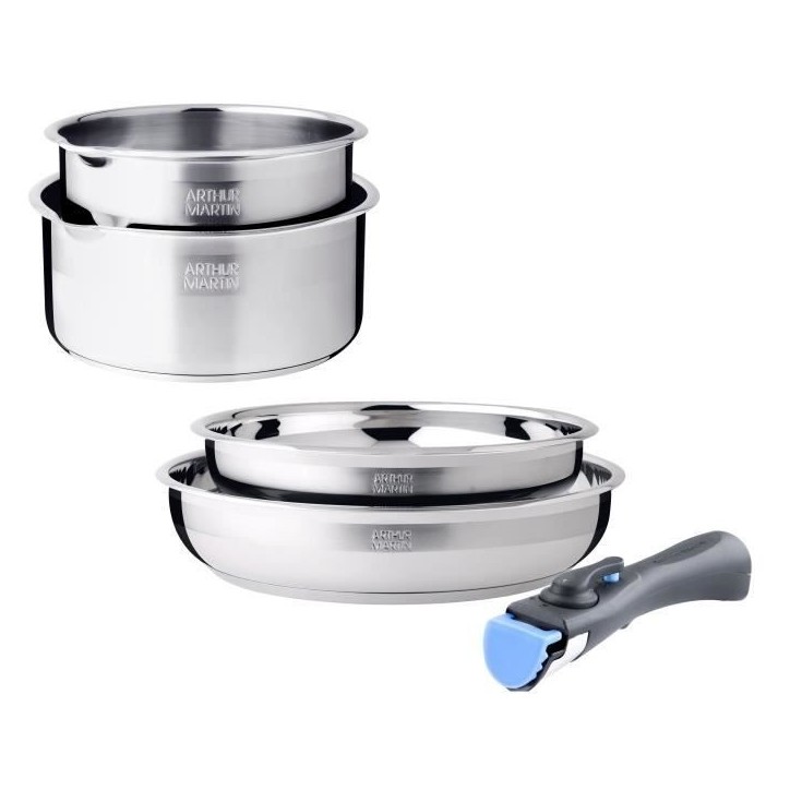 Batterie de cuisine - induction - ARTHUR MARTIN - AM2189 - acier inoxydable 18/10 - 5 pieces - poignée amovible