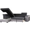 Canapé d'angle gauche convertible + coffre 5 places - Tissu gris - L Canapé d'angle gauche convertible + coffre 5 places - Tissu gris - L