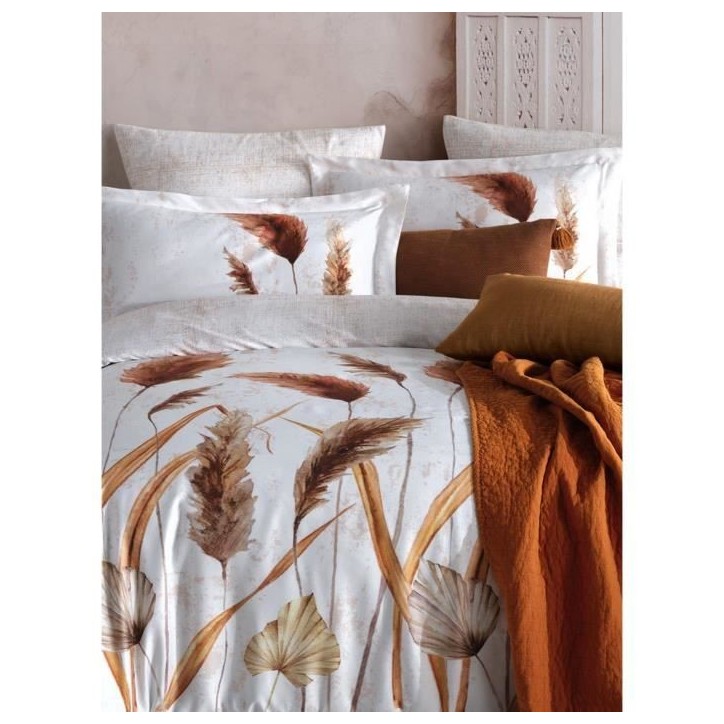 Parure de lit - 1 housse de couette 220 x 240 cm + 2 taies d'oreiller 60 x 60 cm - Satiné 100% coton - Blanc