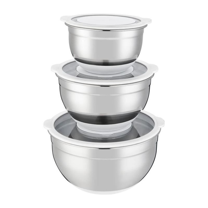 Set de saladiers - ARTHUR MARTIN - AM486 - 16-20-24 cm - Couvercles he