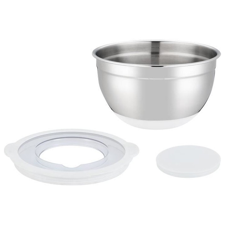 Set de saladiers - ARTHUR MARTIN - AM486 - 16-20-24 cm - Couvercles hermétiques - Acier inoxydable - Fond en silicone anti-dér