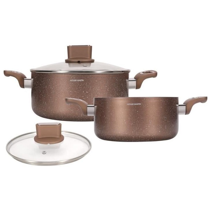 Set de marmites - ARTHUR MARTIN - AM9820 - 20-24 cm avec couvercle en verre - Aluminium - Tous feux dont induction Set de marmites - ARTHUR MARTIN - AM9820 - 20-24 cm avec couvercle en verre - Aluminium - Tous feux dont induction