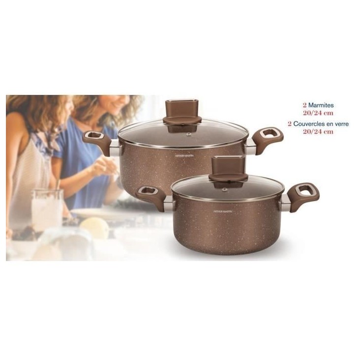 Set de marmites - ARTHUR MARTIN - AM9820 - 20-24 cm avec couvercle en verre - Aluminium - Tous feux dont induction Set de marmites - ARTHUR MARTIN - AM9820 - 20-24 cm avec couvercle en verre - Aluminium - Tous feux dont induction