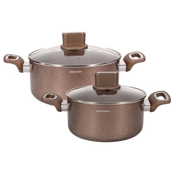 Set de marmites - ARTHUR MARTIN - AM9820 - 20-24 cm avec couvercle en verre - Aluminium - Tous feux dont induction Set de marmites - ARTHUR MARTIN - AM9820 - 20-24 cm avec couvercle en verre - Aluminium - Tous feux dont induction