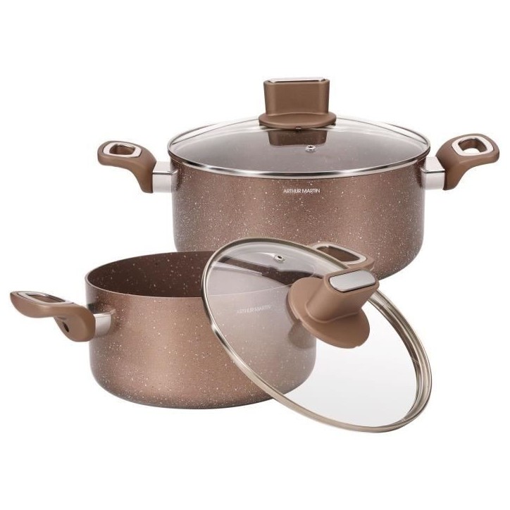 Set de marmites - ARTHUR MARTIN - AM9820 - 20-24 cm avec couvercle en verre - Aluminium - Tous feux dont induction Set de marmites - ARTHUR MARTIN - AM9820 - 20-24 cm avec couvercle en verre - Aluminium - Tous feux dont induction