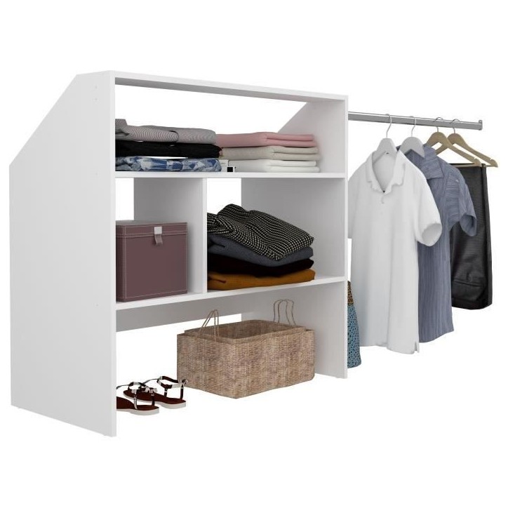 Kit dressing sous comble ARTIC EKIPA - Décor mélaminé blanc - 1 penderie - L197 x P50 x H94 cm Kit dressing sous comble ARTIC EKIPA - Décor mélaminé blanc - 1 penderie - L197 x P50 x H94 cm