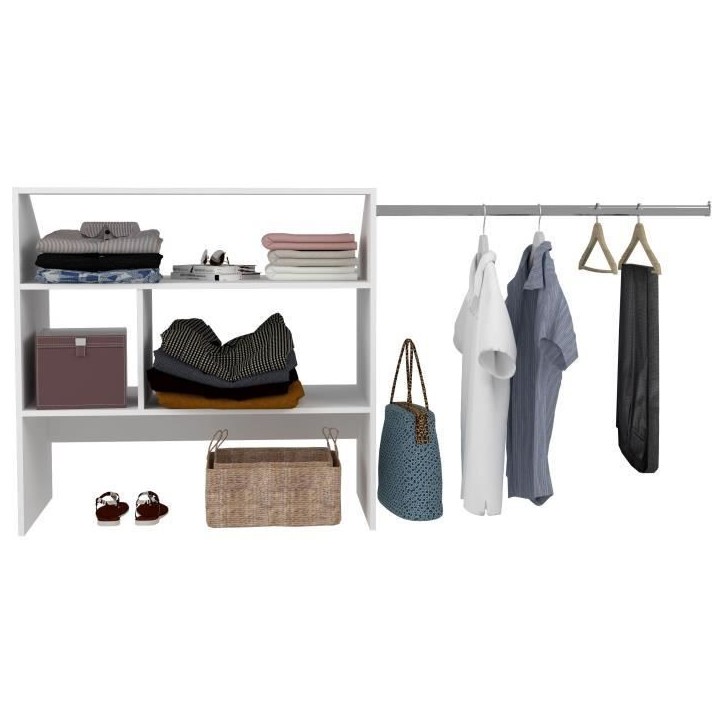 Kit dressing sous comble ARTIC EKIPA - Décor mélaminé blanc - 1 penderie - L197 x P50 x H94 cm Kit dressing sous comble ARTIC EKIPA - Décor mélaminé blanc - 1 penderie - L197 x P50 x H94 cm