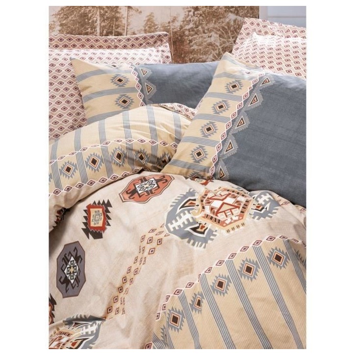 Parure de lit - 1 housse de couette 220 x 240 cm + 2 taies d'oreiller 60 x 60 cm - 100% coton renforcé - Beige Parure de lit - 1 housse de couette 220 x 240 cm + 2 taies d'oreiller 60 x 60 cm - 100% coton renforcé - Beige