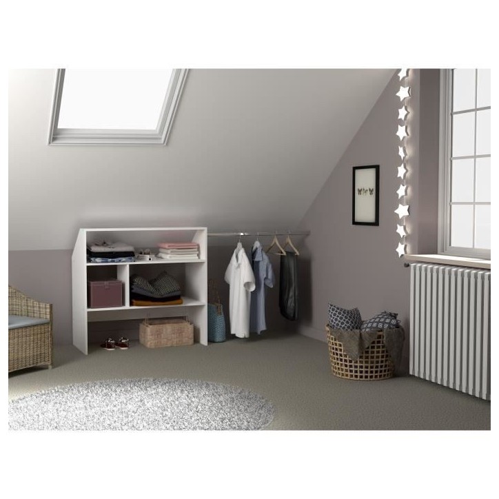 Kit dressing sous comble ARTIC EKIPA - Décor mélaminé blanc - 1 penderie - L197 x P50 x H94 cm Kit dressing sous comble ARTIC EKIPA - Décor mélaminé blanc - 1 penderie - L197 x P50 x H94 cm