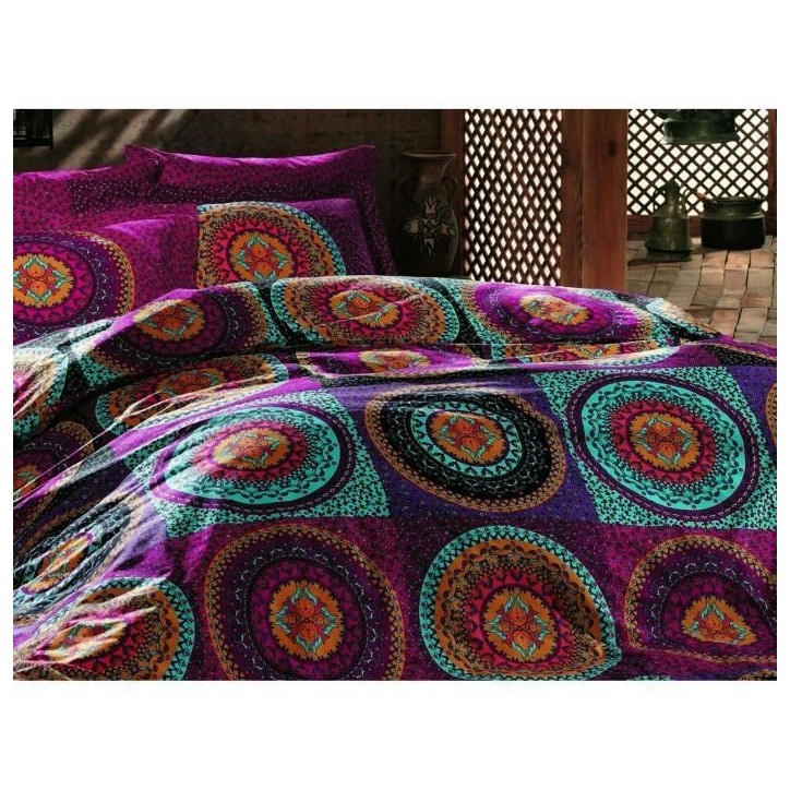 Parure de lit - 1 housse de couette 220 x 240 cm + 2 taies d'oreiller 60 x 60 cm - 100% coton renforcé - Fuchsia Parure de lit - 1 housse de couette 220 x 240 cm + 2 taies d'oreiller 60 x 60 cm - 100% coton renforcé - Fuchsia