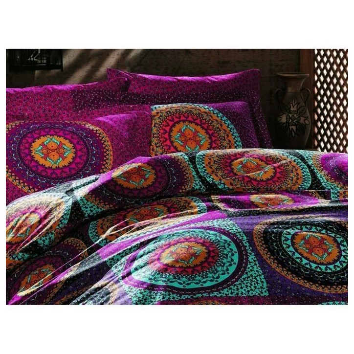 Parure de lit - 1 housse de couette 220 x 240 cm + 2 taies d'oreiller 60 x 60 cm - 100% coton renforcé - Fuchsia Parure de lit - 1 housse de couette 220 x 240 cm + 2 taies d'oreiller 60 x 60 cm - 100% coton renforcé - Fuchsia