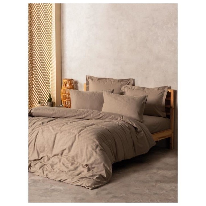 Parure de lit - 1 housse de couette 220 x 240 cm + 2 taies d'oreiller 60 x 60 cm - 100% coton renforcé - Vison Parure de lit - 1 housse de couette 220 x 240 cm + 2 taies d'oreiller 60 x 60 cm - 100% coton renforcé - Vison