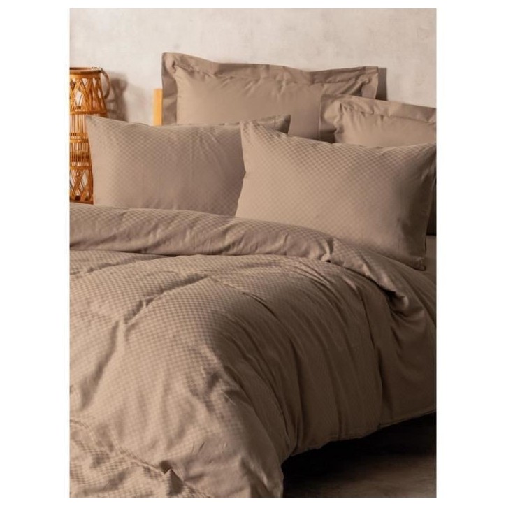 Parure de lit - 1 housse de couette 220 x 240 cm + 2 taies d'oreiller 60 x 60 cm - 100% coton renforcé - Vison Parure de lit - 1 housse de couette 220 x 240 cm + 2 taies d'oreiller 60 x 60 cm - 100% coton renforcé - Vison