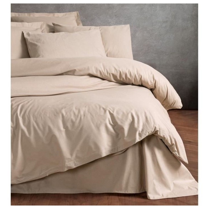 Parure de lit - 1 housse de couette 220 x 240 cm + 2 taies d'oreiller 60 x 60 cm - 100% coton renforcé - Beige Parure de lit - 1 housse de couette 220 x 240 cm + 2 taies d'oreiller 60 x 60 cm - 100% coton renforcé - Beige