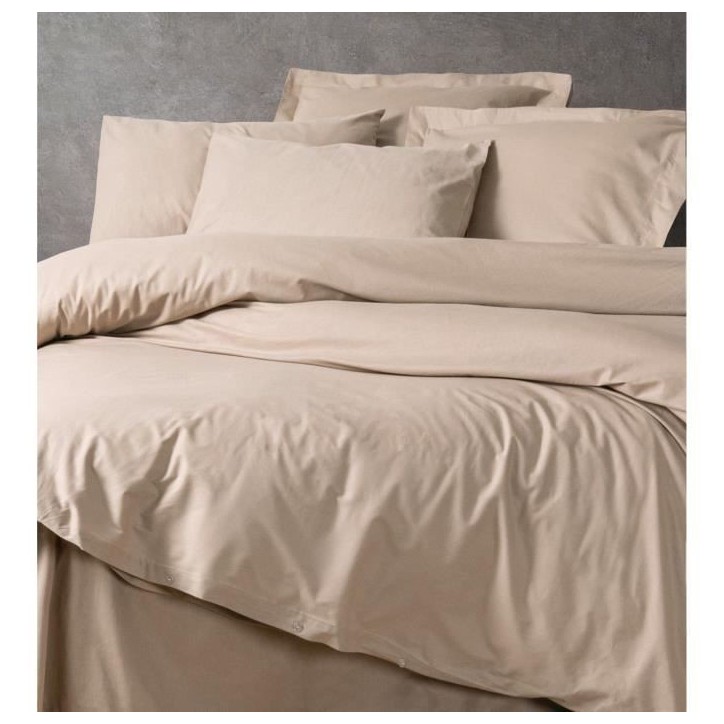 Parure de lit - 1 housse de couette 220 x 240 cm + 2 taies d'oreiller 60 x 60 cm - 100% coton renforcé - Beige Parure de lit - 1 housse de couette 220 x 240 cm + 2 taies d'oreiller 60 x 60 cm - 100% coton renforcé - Beige