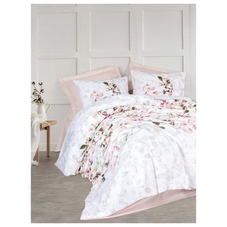 Parure de lit - 1 housse de couette 220 x 240 cm + 2 taies d'oreiller 60 x 60 cm - 100% coton renforcé - Beige Parure de lit - 1 housse de couette 220 x 240 cm + 2 taies d'oreiller 60 x 60 cm - 100% coton renforcé - Beige