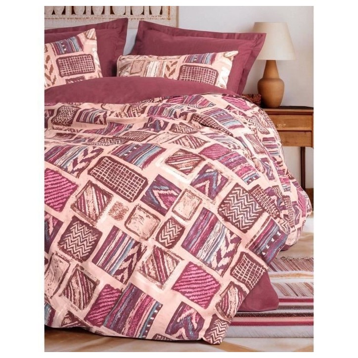 Parure de lit - 1 housse de couette 220 x 240 cm + 2 taies d'oreiller 60 x 60 cm - 100% coton renforcé - Rouge Parure de lit - 1 housse de couette 220 x 240 cm + 2 taies d'oreiller 60 x 60 cm - 100% coton renforcé - Rouge