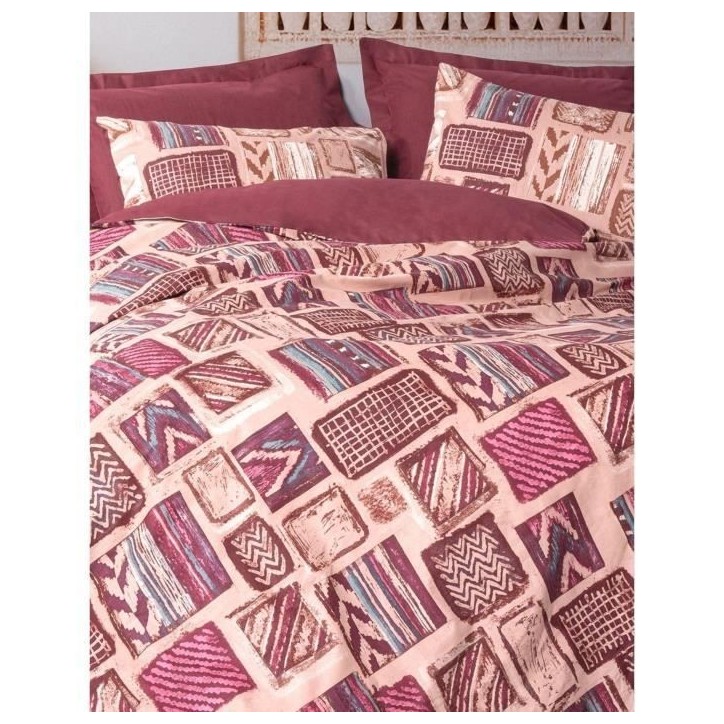 Parure de lit - 1 housse de couette 220 x 240 cm + 2 taies d'oreiller 60 x 60 cm - 100% coton renforcé - Rouge Parure de lit - 1 housse de couette 220 x 240 cm + 2 taies d'oreiller 60 x 60 cm - 100% coton renforcé - Rouge