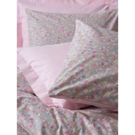 Parure de lit - 1 housse de couette 220 x 240 cm + 2 taies d'oreiller 60 x 60 cm - 100% coton renforcé - Rose