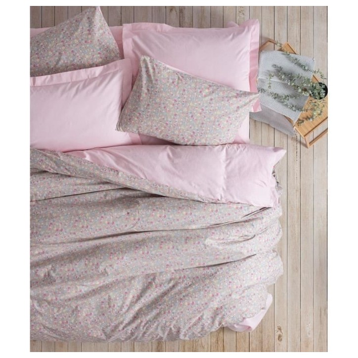 Parure de lit - 1 housse de couette 220 x 240 cm + 2 taies d'oreiller 60 x 60 cm - 100% coton renforcé - Rose Parure de lit - 1 housse de couette 220 x 240 cm + 2 taies d'oreiller 60 x 60 cm - 100% coton renforcé - Rose