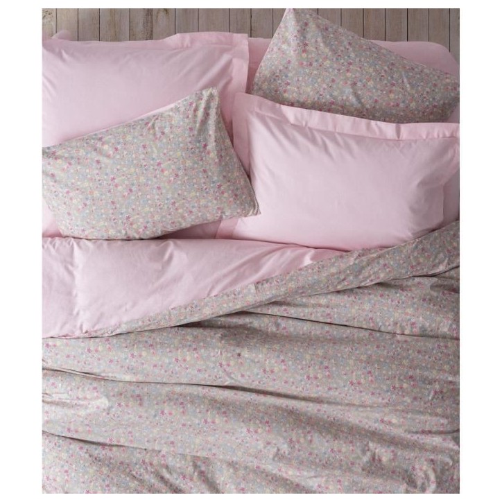 Parure de lit - 1 housse de couette 220 x 240 cm + 2 taies d'oreiller 60 x 60 cm - 100% coton renforcé - Rose Parure de lit - 1 housse de couette 220 x 240 cm + 2 taies d'oreiller 60 x 60 cm - 100% coton renforcé - Rose